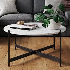 Nathan James Piper White Faux Marble Black Metal Frame Round Modern Living Room Coffee Table Walmart Com In 2020 Coffee Table Living Room Modern Living Room Coffee Table Decorating Coffee Tables