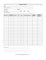 Injection Tracker Printable Medical Form Free To Download