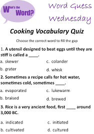 Here S A Little Quiz For Practising Your Cooking Vocab Please Don T Guess And Look Up The Words You Don T Know More Quizzes And Vocabulary Quiz Words Vocab