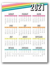Printable calendar will meets your requirement. One Page Rainbow 2021 Calendar Free Printable