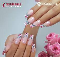 Acrylic Nails With Smile Line Stickers Hand Painted Nail Art Purple Nail Art New Nail Designs Nail Art