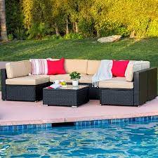 Best Choice Products 7 Piece Modular Outdoor Patio Furniture Set Wicker Sectional Sofas W Cover Seat Clips A Black Walmart Com Patio Furniture Conversation Sets Backyard Furniture Outdoor Patio Furniture Sets