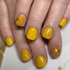 How to create 3 sunflowers with acrylic & encapsulate them! Phenomenails Sunflower On Short Acrylic Nails We Can Do Facebook