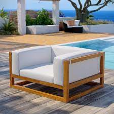 Bustos Premium Grade A Teak Patio Chair With Cushions Allmodern Lounge Chair Outdoor Teak Armchair Wood Lounge Chair