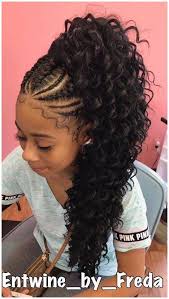 Feed In Braids With High Curly Ponytail Blackwomensbraids Protectivebraids Click Now To See More Natural Hair Styles Braided Hairstyles Hair Styles