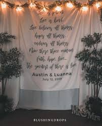 Simple Church Altar Wedding Decorations Wedding Backdrop For Ceremony No Longer Two But One Tapestry Wedding Backdrop Wedding Altars Wedding Ceremony Backdrop