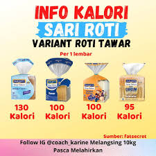 Berikut ini ada tiga hal yang harus diperhatikan saat. Info Kalori Roti Tawar Sari Roti Karinecollection Facebook
