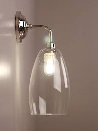 Bathroom wall light opal glass shades chrome finish wattage: Clear Glass Bathroom Wall Light Ip44 Upton Industrial Modern Designer Contemporary Retro Style Bathroom Lighting Glass Wall Lights Bathroom Wall Lights