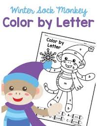 Download this adorable dog printable to delight your child. Winter Sock Monkey Color By Letter Coloring Page Freebie Tpt