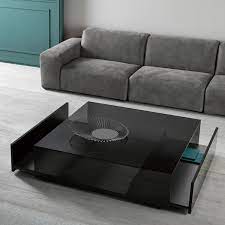 Designed with a simple and linear metal frame and smoked glass top. Ghotam Square Smoked Glass Coffee Table With 2 Drawers Klarity Glass Furniture