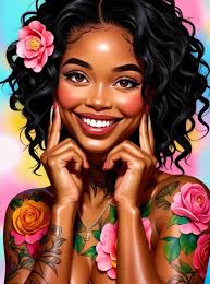 Semi-realistic portrait illustration with specific details