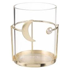 Bougeoir En Verre Support Metal Dore Motif Lune Maisons Du Monde Glass Candle Holders Glass Candle Moon Candle