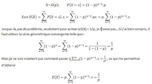Nous utilisons une ia de pointe pour reformuler vos contenus (seo, devoirs, articles). Esperance D Une Loi Geometrique Demonstration Exercice De Probabilites 347699