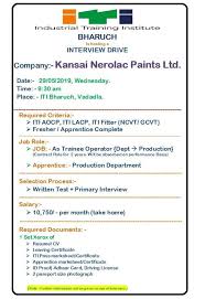 Iti fitter resume industries mechanical engineering. Iti Jobs Campus Placement Company Kansai Nerolac Paints Ltd Iti Jobs And Diploma Jobs