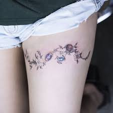 A great tattoo design that sits on the back of the neck. 189 Attractive Thigh Tattoos For Women Inspirational Ideas