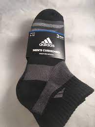 3 Pair Adidas Quarter Socks Men S Shoe Size 6 12 Black Gray 14 Athletic S5 Men Shoes Size Mens Socks Adidas Men