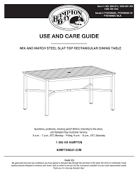 Maybe you would like to learn more about one of these? Hampton Bay Fts70660c Blk Mix And Match Black Rectangle Metal Outdoor Dining Table With Slat Top Instructions Assembly Manualzz
