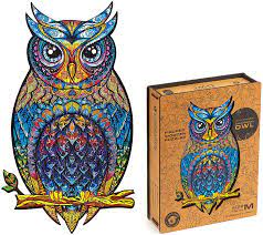 Blue owl jigsaw puzzle (out of stock soon！. Unidragon Wooden Puzzle Jigsaw Best Gift For Adults And Kids Unique Shape Jigsaw Pieces Charming Owl 8 3 X 13 8 Inches 187 Pieces Medium Jigsaw Puzzles Amazon Canada