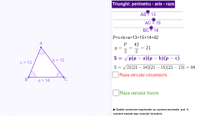 În orice triunghi abc are loc următoarea relaţie: Formula Lui Heron R È™i R Geogebra