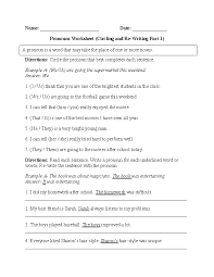 Circling And Re Writing Pronouns Worksheet Pronoun Worksheets Language Worksheets Free Pronoun Worksheets