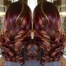 Red Violet Base With Copper Highlights Winter Inspiration Hair Styles Burgundy Hair Hair Highlights