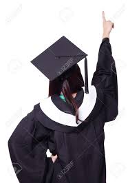 After many years of hard work and dedication, you get to put the grad cap on your head and wear it like a crown. Back View Of Graduate Student Girl Finger Point To Copy Space Stock Photo Picture And Royalty Free Image Image 18787424