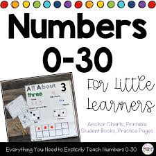 all about numbers 0 30 for little learners anchor charts books practice pages