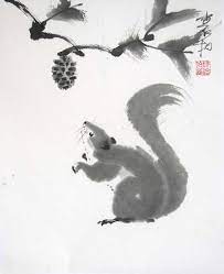 Squirrel Chinese Art Painting Sumi E Painting Squirrel Painting