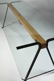 Glass Top Beech Beam And Forged Iron Legs H 72 Mc 28 1 2 L 275 Cm 108 1 2 D 85 Cm Steel Furniture Design Modern Table Legs Furniture Design Modern