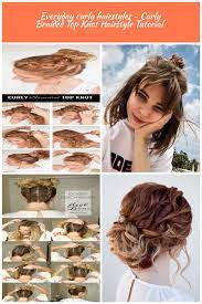 Everyday Curly Hairstyles Curly Braided Top Knot Hairstyle Tutorial Curly Hairstyles Everyda Top Knot Hairstyles Braided Top Knot Hairstyle Curly Hair Styles