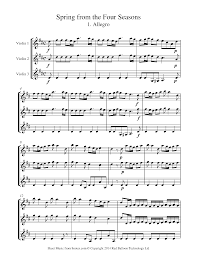 Vivaldi Spring From The Four Seasons 1 Allegro Sheet Music For Violin Trio 8notes Com Sheet Music Vivaldi Spring Violin Sheet Music