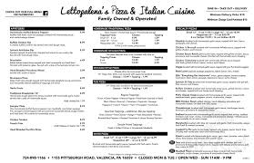 Lettopalena S Pizza And Italian Cuisine Menu In Valencia Pennsylvania