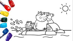 Peppa pig show revolves around peppa, an anthropomorphic female pig & her life with her family & friends. Peppa Pig Coloring Pages Peppa Pig Going Boating Boat Race At Lake Youtube