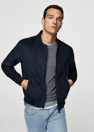 Faux Suede Bomber Jacket Men Mango Man Usa Suede Bomber Jacket Men Suede Bomber Jacket Mens Bomber Jacket Outfit