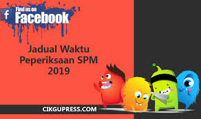 Jadual rasmi peperiksaan selepas pengumuman rasmi dari lembaga peperiksaan malaysia adalah seperti berikut * untuk download atau memuat turun jadual peperiksaan sijil pelajaran malaysia dalam pdf, sila klik pautan berikut Cikgu Press Blog Infomasi Pendidikan Terkini