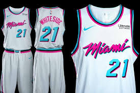 The Heat Unveil Their Miami Vice Inspired City Edition Jerseys Basketball Clothes Basketball Uniforms Design Jersey Outfit