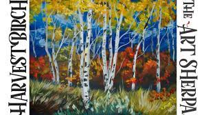 Then, take your gray paint and paint lines on each side of your white paint. How To Paint With Acrylic Harvest Birch Trees Theartsherpa Youtube