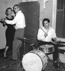 Elvis & Hope Lange playing the piano on the set of "Wild In The Country"...