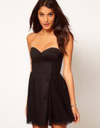 Asos Black Strapless Skater Dress Jpg