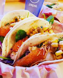 Spicy chili bean smear, rice, shaved cabbage & carrots, thai peanut sauce, corn salsa, blue cheese crumbles. Amazing Fish Tacos Picture Of Parrilla Grill Bend Tripadvisor