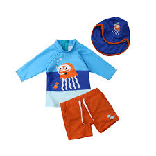 Us 8 88 5 Off Kids Baby Boys Octopus Swimwear Swimsuit 3pcs Tops Shorts Swimming Cap Bathing Suit Surfing Costume In Body Suits From Sports