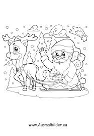 Ausmalbilder Malvorlagen Weihnachtsmann Fährt Mit Rentier