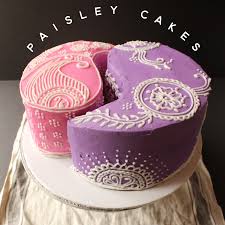 Paisley Cakes For A Henna Party Mehndi By Naureen Akhter Of Kitchen3n Paisley Cake Cake Designs Party Cakes