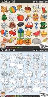 Black And White Outline Calendar Clipart Calendar Year Calendar Icons Clip Art For Teachers This Hand Painted Set Contains Coloured Clipart And Black Amp Whit Art Bundle Clip Art Calendar Doodles