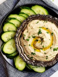 Baba Ganoush Served With Cucumber Slices Babaganoush Recipe Recipes Cooking