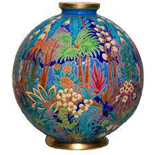 A French Art Deco Boule De Coloniale Ceramic Vase By Longwy French Art Deco Pottery Art Ceramic Vases Design