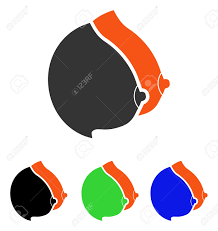 女性のおっぱいはベクトル絵文字です。イラストのスタイルは、別の色のバージョンでフラット象徴的な色のシンボルです。のイラスト素材・ベクター Image  82635028