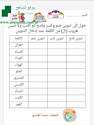 عرض بوربوينت مهارة التنوين الصف الثاني لغة عربية الفصل الأول المناهج السعودية