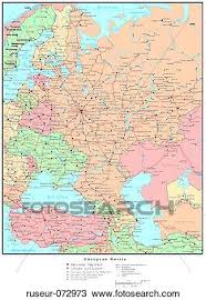 Large detailed physical map of russia with roads and cities. Map Of European Russia With Country Boundaries Stock Image Ruseur 072973 Fotosearch