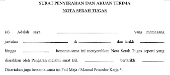 Lampiran senarai serahan tugas bi l 1. Download Nota Serah Tugas Surat Rayuan Pertukaran Eg Tukar Mykssr Com